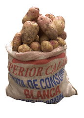 Kartoffeln im Sack freigestellt