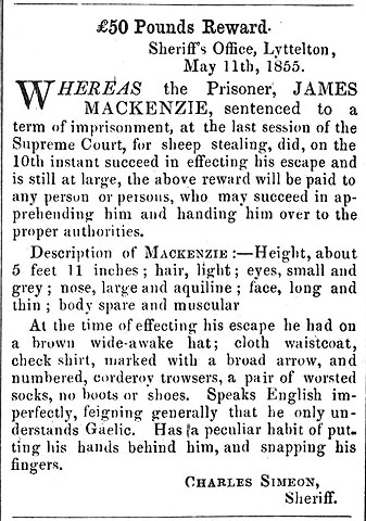 Wanted Poster for James McKenzie